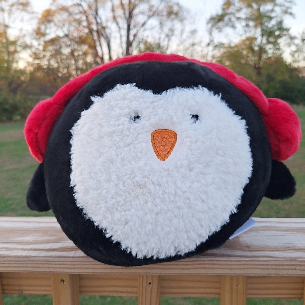 Cupcakes & Cashmere Holiday Penguin 10" Plush Throw Pillow Stuffed Animal Toy